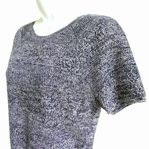 Alice + Olivia Employed Solange Herringbone Wool Crop Sweater Top Black White M